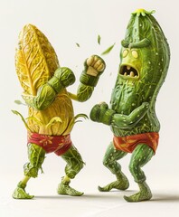 Fototapeta premium Animated Vegetable Characters in a Fun Boxing Match Scene