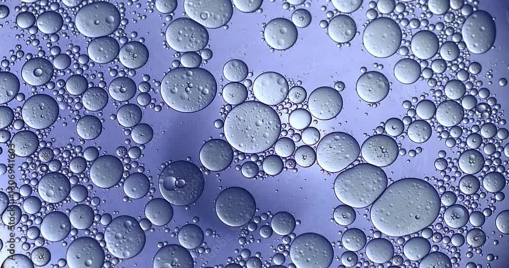 Wall mural slow motion macro of floating micro particles molecules in liquid are analyzed with microscope by ch