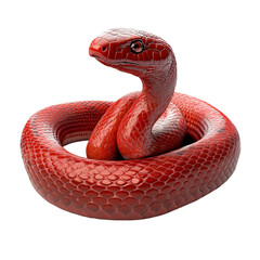 Fototapeta premium Vibrant Red Snake 3D Render: Coiled, Detailed Scales
