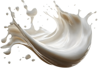 twisted milk or coconut milk splash isolated on a transparent background, creamy Yogurt or white paint wave swirl splashing clipart PNG, liquid splash