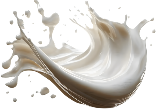 twisted milk or coconut milk splash isolated on a transparent background, creamy Yogurt or white paint wave swirl splashing clipart PNG, liquid splash