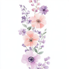 light pink and lilac watercolor flowers thin divider 