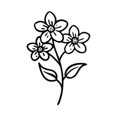 Forget-me-not flower icon on stem, floral symbolism concept
