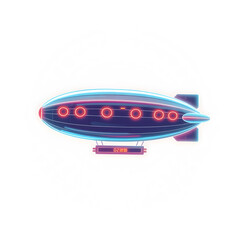 Obraz premium Airplane zeppelin holographic 3D icon. neon symbol vector illustration isolated on white background. Generative AI