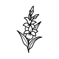 Fototapeta premium Gladiolus flower icon in bloom, botanical beauty concept