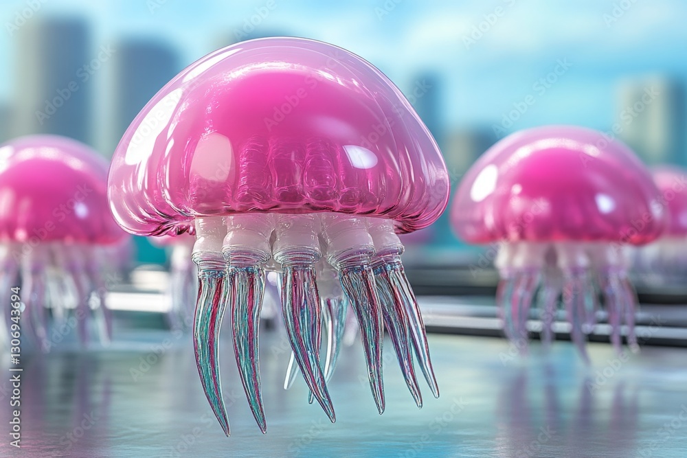 Poster A futuristic lab creating synthetic jellyfish designed for deep-space exploration