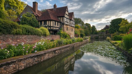 Stratford Upon Avon. Hall's Croft Garden Views in the Historically Rich Town of Shakespeare