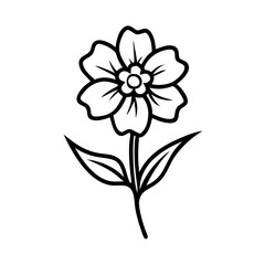 Primrose flower icon with leaves, botanical beauty concept