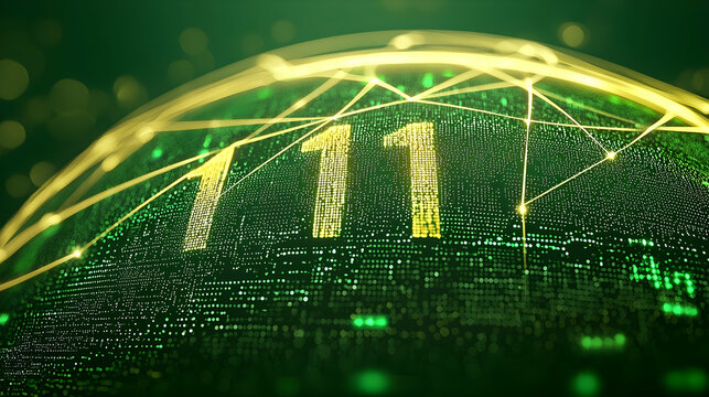 Global Network 1111 Digital Sphere, Abstract Background,  Technology Concept