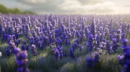 A field of vibrant purple lavender in full bloom, calming and fragrant, ultra-detailed, 8k