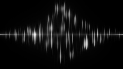 Abstract digital black and white sound wave. Equalizer, wave on black background. Digital sound wave, diagram - 3d render.
