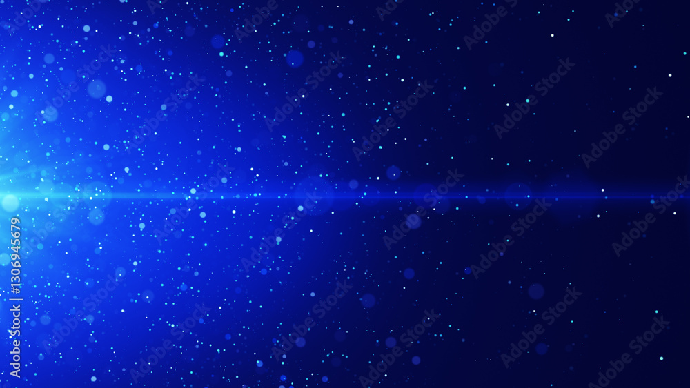 Poster a dynamic wave of luminous particles flying horizontally. sparkling bright particles fly in space. s