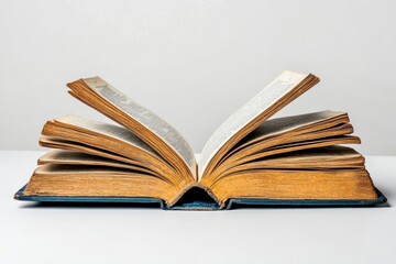 Obraz premium Antique Book with Yellowed Pages on White Surface