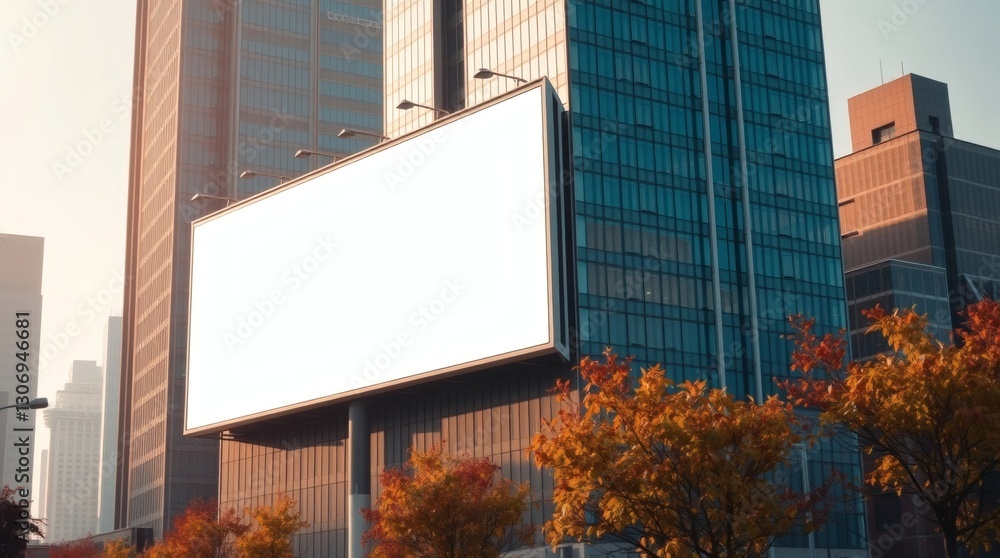 Aufkleber an outdoor billboard in an urban setting, providing ample space for advertisement or messaging with 