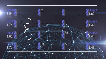 Network of connections and data processing animation over digital globe - Powered by Adobe