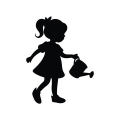 little girl silhouette on white