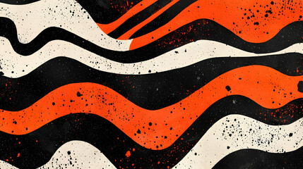 Obraz premium Abstract orange black wavy texture design, grunge background, digital art, website banner