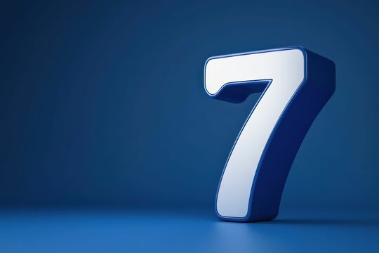 Three-Dimensional Numbers 7 on Dark Blue Background - Modern Concept Design