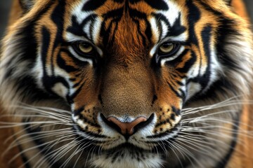 Obraz premium Tiger In Cage. Close-Up of Aggressive Bengal Tiger Face Captive in Cage