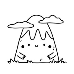 Cute mountain isolated on a white background. Vector hand-drawn illustration in doodle style. Kawaii character. Perfect for cards, decorations, logo, various designs.