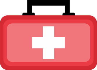 Illustration vector of first aid kit toolbox with flat design style,shadow and white background.Good for element graphic in poster,flyer,banner,infographic and animation at hospital and pharmacy.