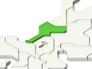 日本地図　福井県（背景透過, 影付き）