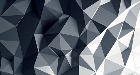 Fototapeta premium Geometric Triangle Background with Light and Shadow Grayscale Polygons Design