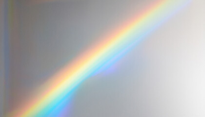 Organic drop diagonal holographic flare on the white wall. Blurred rainbow light refraction texture overlay effect for photo and mockup.