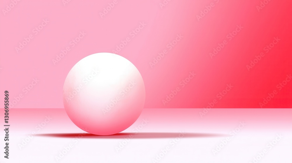 Poster soft pink ball on gradient background with subtle light and shadow effects