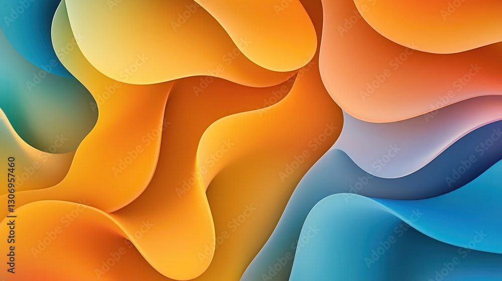Poster vibrant abstract background with flowing shapes and colorful gradients