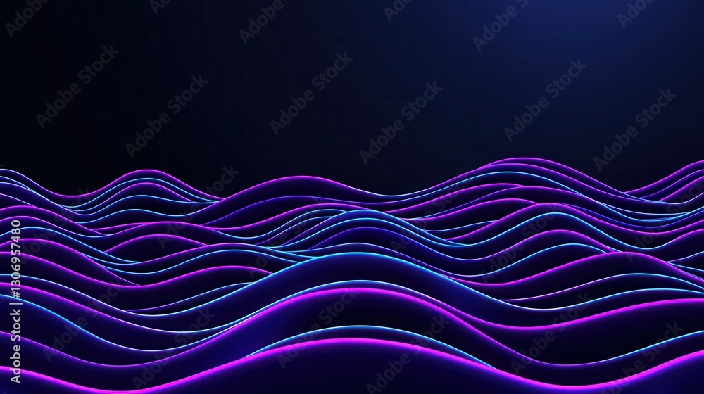 Poster vibrant waves of color in a dark background for modern design concepts
