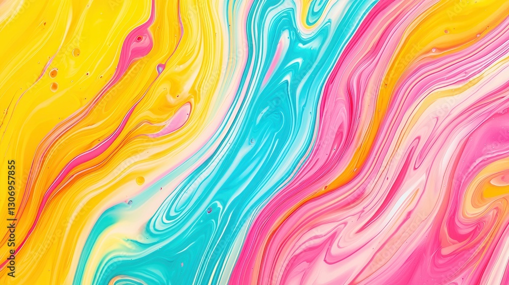 Poster vibrant swirls of colorful paint creating abstract patterns and textures