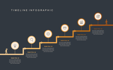 Business road map timeline infographic concept. with icons and 6 options, Corporate milestones graphic elements. workflow layout, diagram, report, web design. Creative, vector