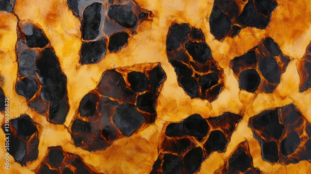 Poster abstract amber and black texture: a close-up of unique pattern