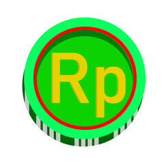 Rupiah currency coin symbol. Coin rupiah currency icon. Rupiah sign icon coin. Green Coin rupiah.	
