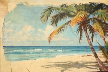 Fototapeta premium A beautiful beach scene with palm trees and the ocean