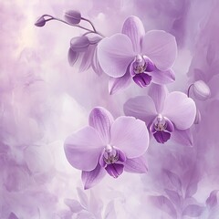 Delicate Purple Orchids in Soft Haze