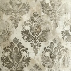 Elegant Classic Damask Pattern in Soft Beige and Gray Tones