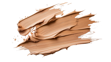 Creamy Beige Makeup Swatch with Smooth Texture and Dynamic Brush Stroke Against Transparent Background