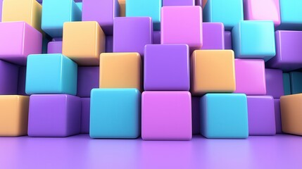 Obraz premium Colorful Geometric Blocks Stacked in a Modern Abstract Design for Backgrounds