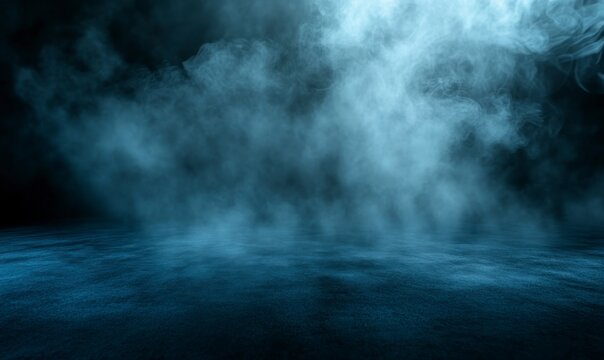 Atmospheric Smoke Over Dark Floor Creating a Dramatic Foggy Effect