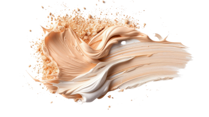 Creamy foundation swatch with rich texture and warm tones against a dark background for cosmetic and beauty applications