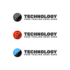 letter t line logo in colourful circle