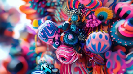 A kaleidoscope of colorful patterns and shapes, vibrant and energetic, ultra-detailed, 8k