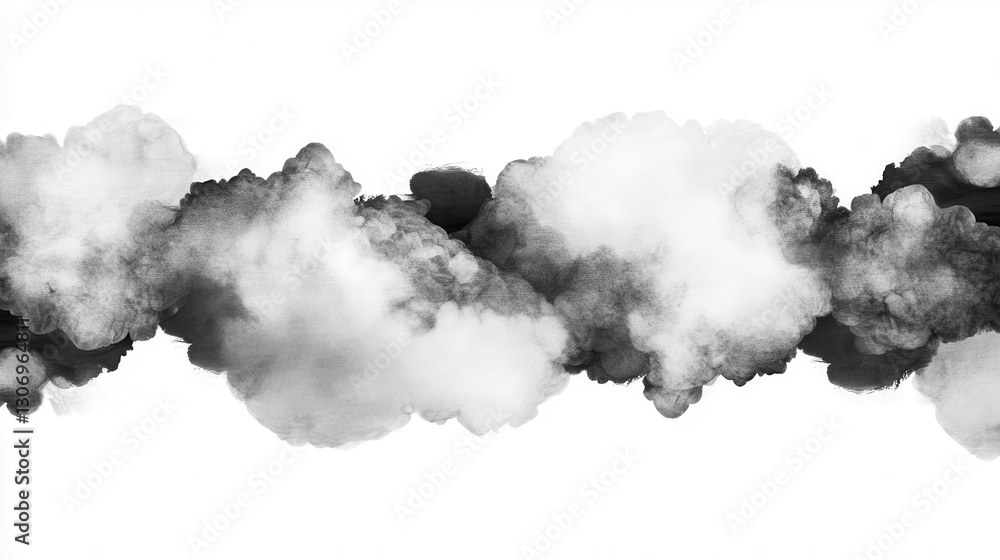 Poster abstract smoke cloud render in black and white with soft edges and diffusion