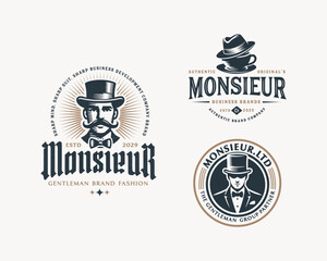 Fototapeta premium Vintage classic elite monsieur gentleman logo template