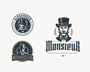Obraz premium Vintage classic elite monsieur gentleman logo template