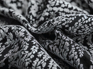 Black and white textile texture for decoration.