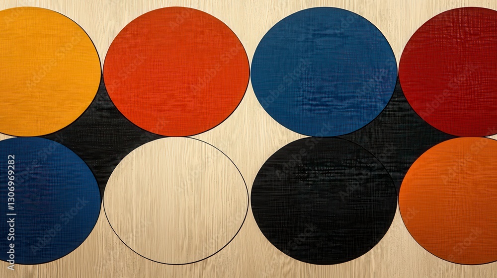 Poster abstract colorful circles on textured background for modern design projects