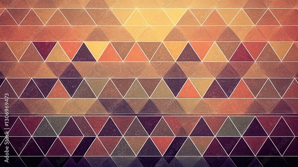 Poster geometric abstract background with colorful triangles in warm tones